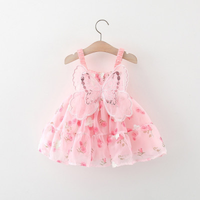 Summer New Children's Clothing Butterfly Wings Girls Suspender Dress